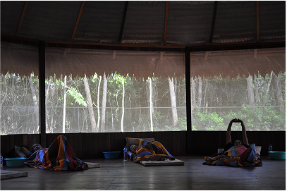waking up in the maloka, light pouring through and the visions may continue throughout the day.
