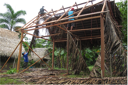 Building my painting and meditation studio, on my land in the garden of my home in 2013. this was the second building project i had in the 2 years in the amazon so far.
