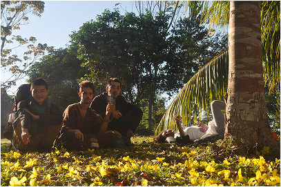 Autumn in Suipino, with brother Mitsu and Masashi. We had just come back from the maloka after ceremony and still very lucid.