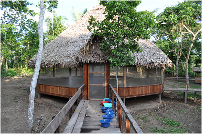 The maloka, this is the ceremonial house of woven songs, called icaro that are sung by the shaman of the ceremony.
