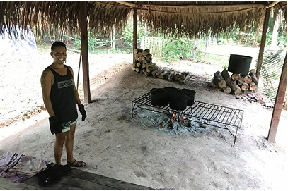 Jose Tomas preparing a Sauna for the afternoon, we would take turns when i was in my final year and lived with the boys in Ani-Nii-Shobo.