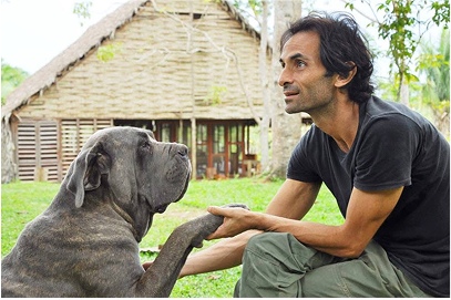 Andres selame with his dog ulysses, he was the founder of Ani-Nii-shobo.