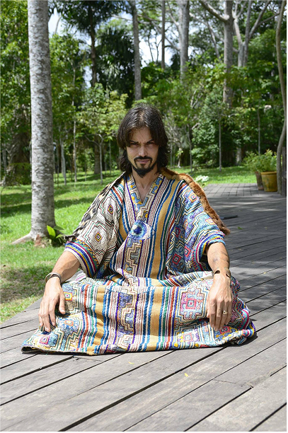 Wearing the shaman robe, 3 years of medidation into creating this Kushima. This was taken in 2015.