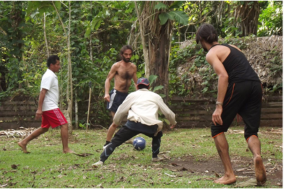 Playing football in Ani-Nii-shobo, early in my time in the Amazon.